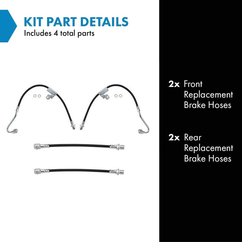 TRQ Front and Rear Brake Hose Set Compatible with 2000-2005 Chevrolet Blazer 2004 S10 2000-2001 GMC Jimmy Oldsmobile Bravada - Image 2